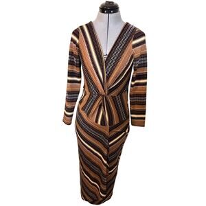 Maeve by Anthropology Women's Striped Wrap Midi Dress Size Small